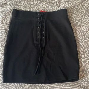 Black lace up skirt